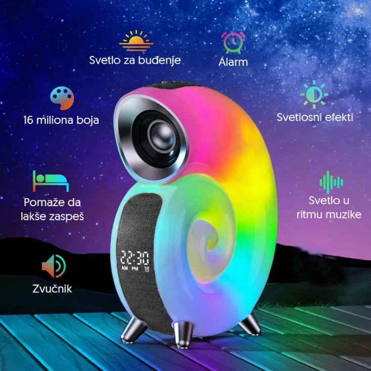 Bluetooth zvučnik 8W sa RGB svetlom i budilnikom 5959BK