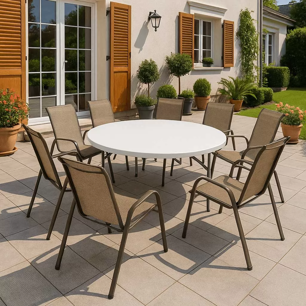 Baštenska Garnitura Za 8 osoba Tropea Marrone 8 Sa okruglim Skopivim Stolom