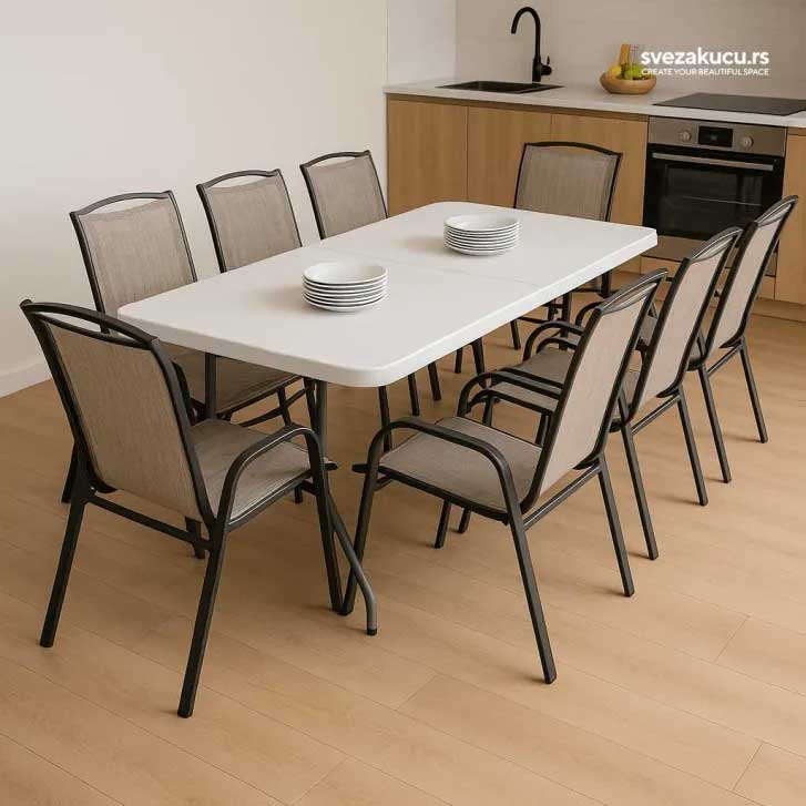 Trpezarijska garnitura za 8 osoba Sa sklopivim stolom Domaćin