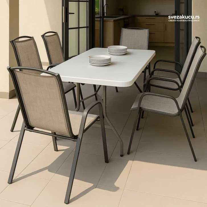 Trpezarijska garnitura za šest osoba Sa sklopivim stolom Harmonija 6