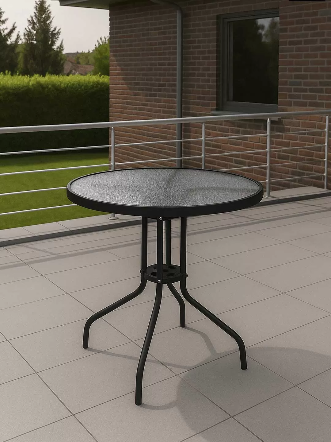 Baštenski Sto Black Calella Čelik - Staklo 80 cm