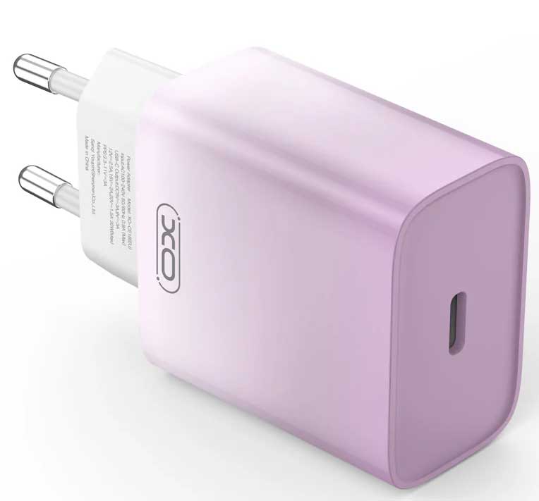 XO Brzi punjač za mobilne uređaje USB-C 30W CE18 ljubičasti