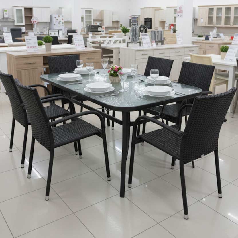 Trpezarijska garnitura za 6 osoba Gven Black