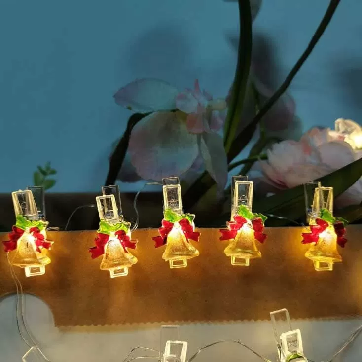 LED Svetleći niz na baterije Sa štipaljkama Zvončići 0.9m