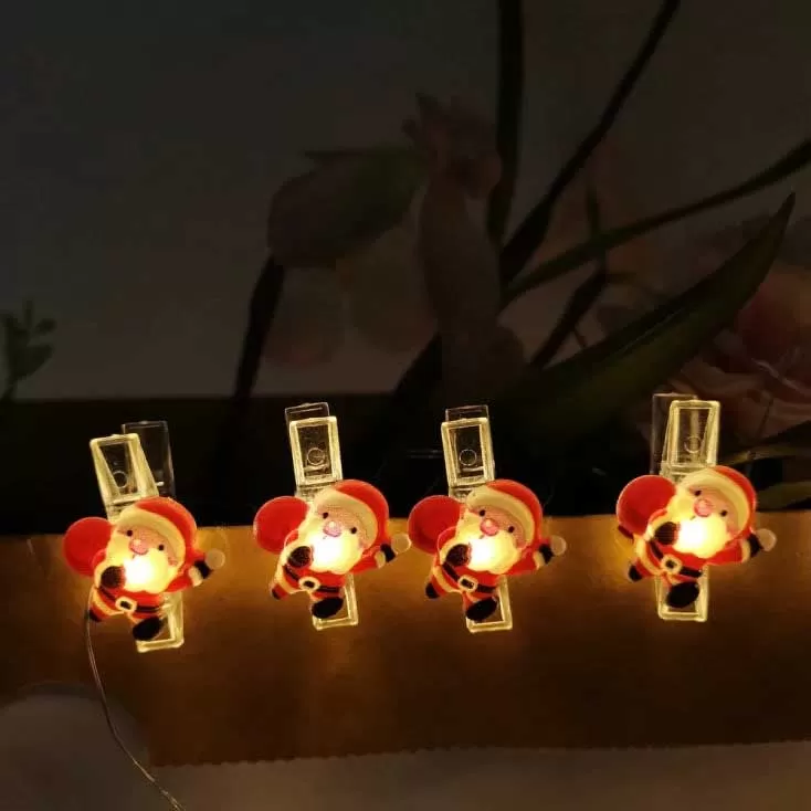 LED Svetleći niz na baterije Sa štipaljkama Deda Mraz 0.9m