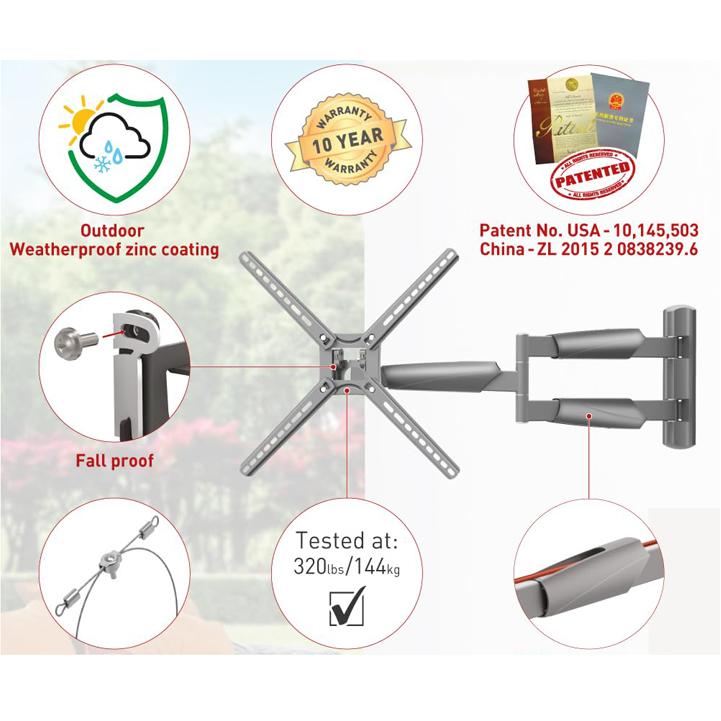 BARKAN BM343XLOD LCD TV zglobni zidni nosač do 65 inča sivi