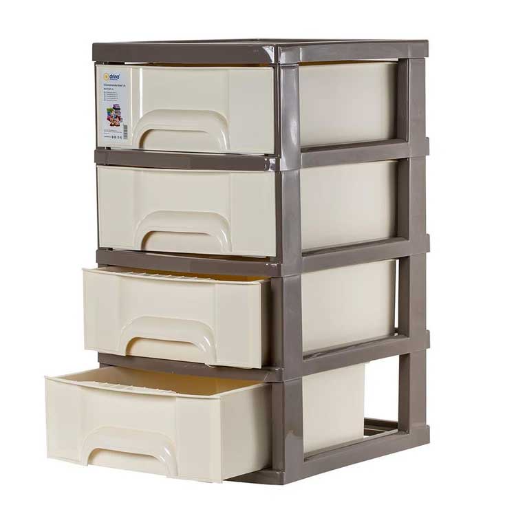 Čvrsta i stabilna plastična polica sa 4 fioke