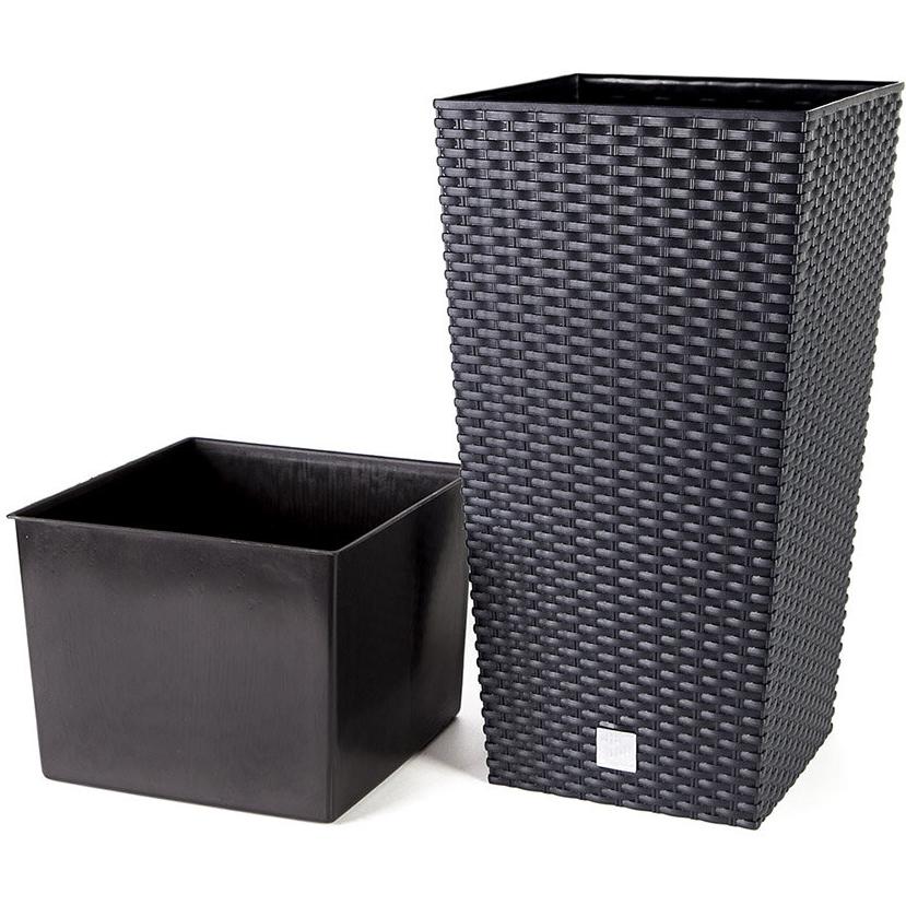 Saksija sa uloškom Ratan Look 27x27x50 cm Antracit