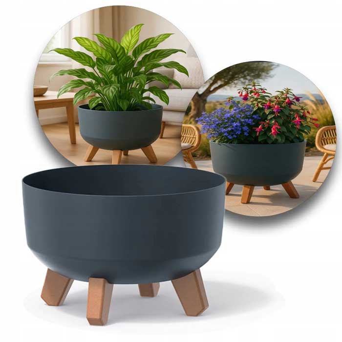 Saksija Prosperplast Gracia 24x19 sa nogarima Antracit