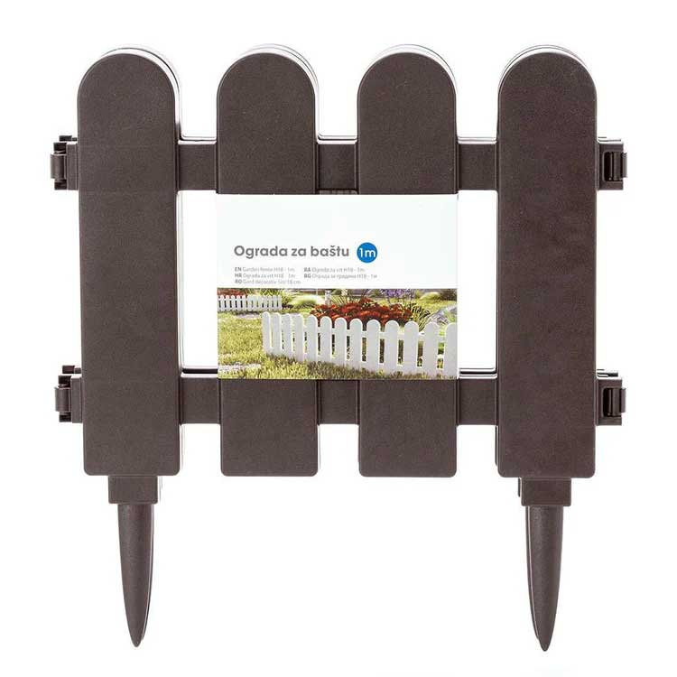 Dekorativna baštenska ogradica 1m V18cm Braon