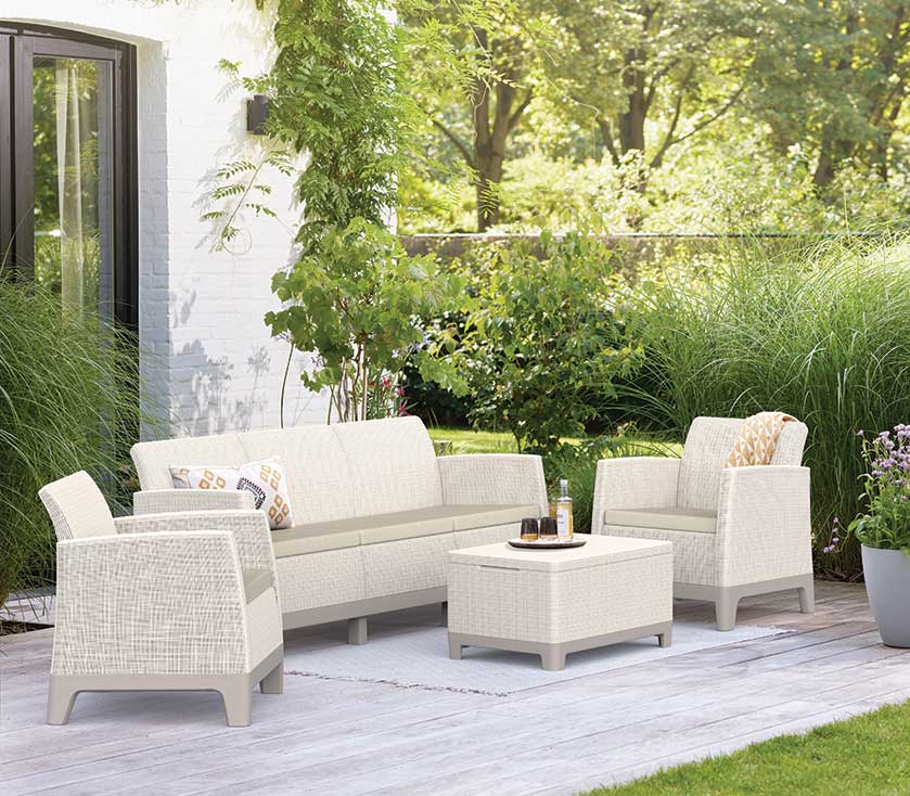 Keter Scandi Forma 3-Seater Lounge set sa trosedom i Box stolom Bež