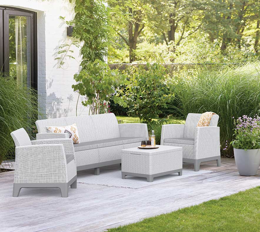 Keter Scandi Forma 3-Seater Lounge set sa trosedom i Box stolom Siva