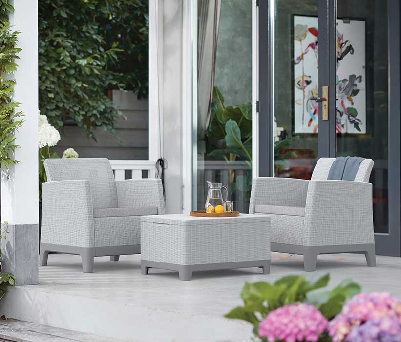 Keter Scandi Forma Balkonski Set sa Box stolom Siva