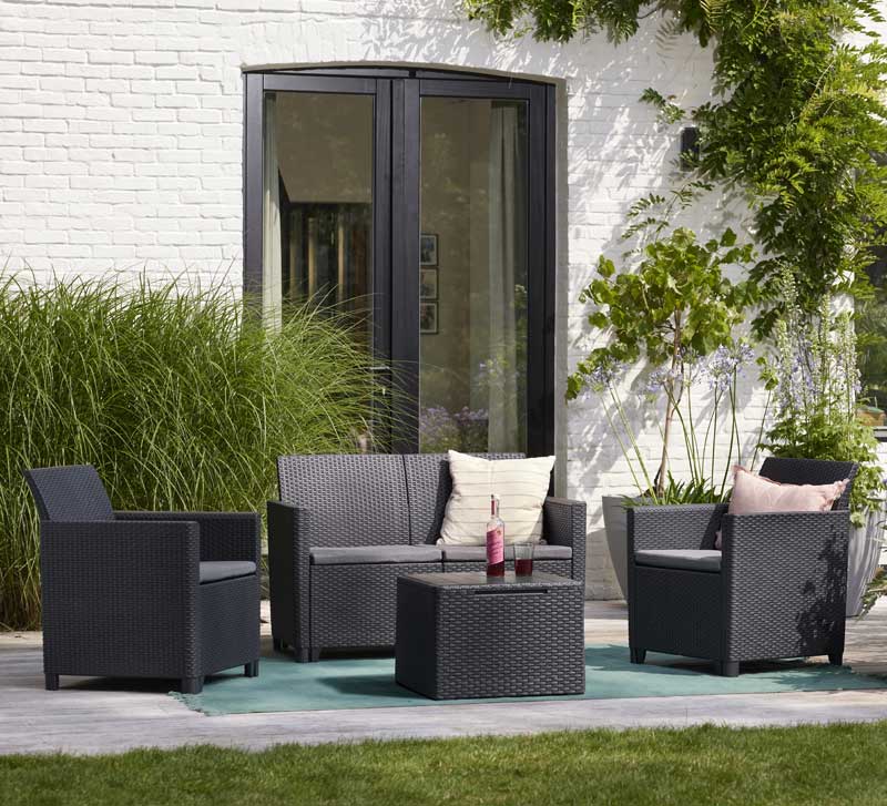 Baštenska garnitura Keter Claire 2-seater Sa box stolom Grafit 