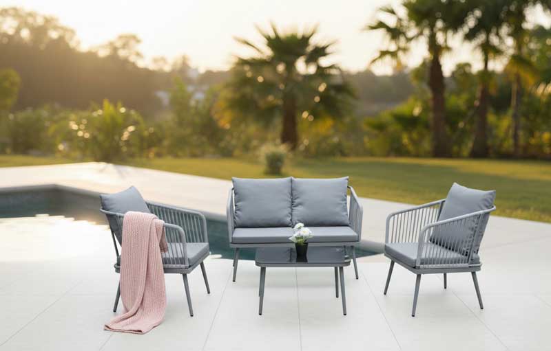 Baštenska garnitura sa dvosedom Dali Ratan Siva