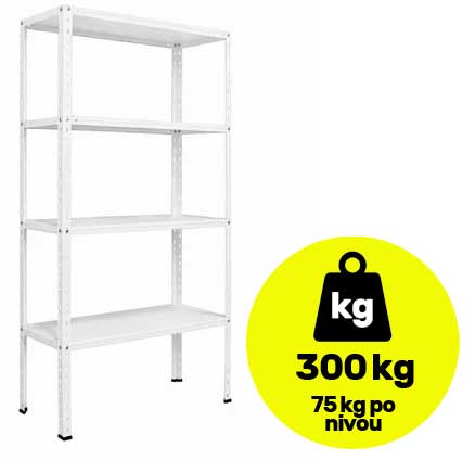 Metalna polica sa 4 nivoa 150x75x30 cm Nosivost 300 kg