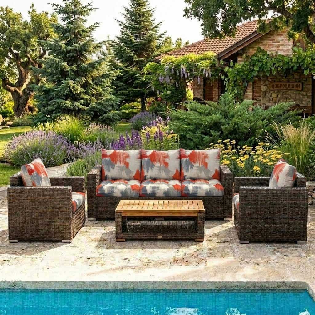 Jastuci Za Veliku Baštensku Garnituru - Trosed i Dve Fotelje RED JAM