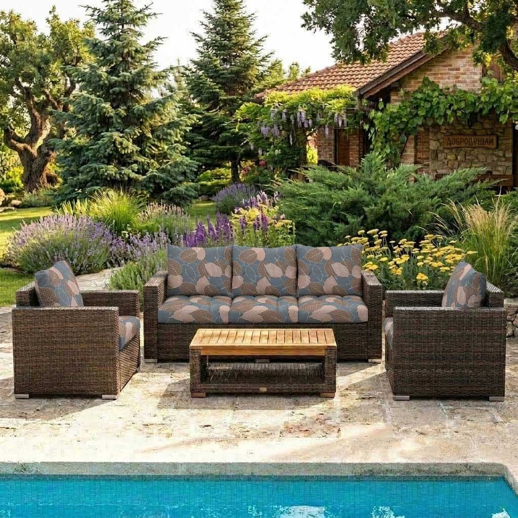 Jastuci Za Veliku Baštensku Garnituru - Trosed i Dve Fotelje LEAVES