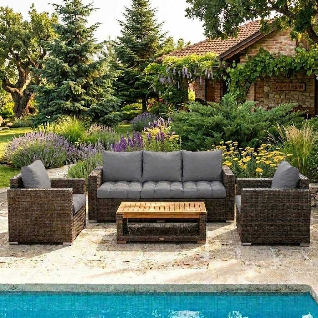 Jastuci Za Veliku Baštensku Garnituru - Trosed i Dve Fotelje GREY