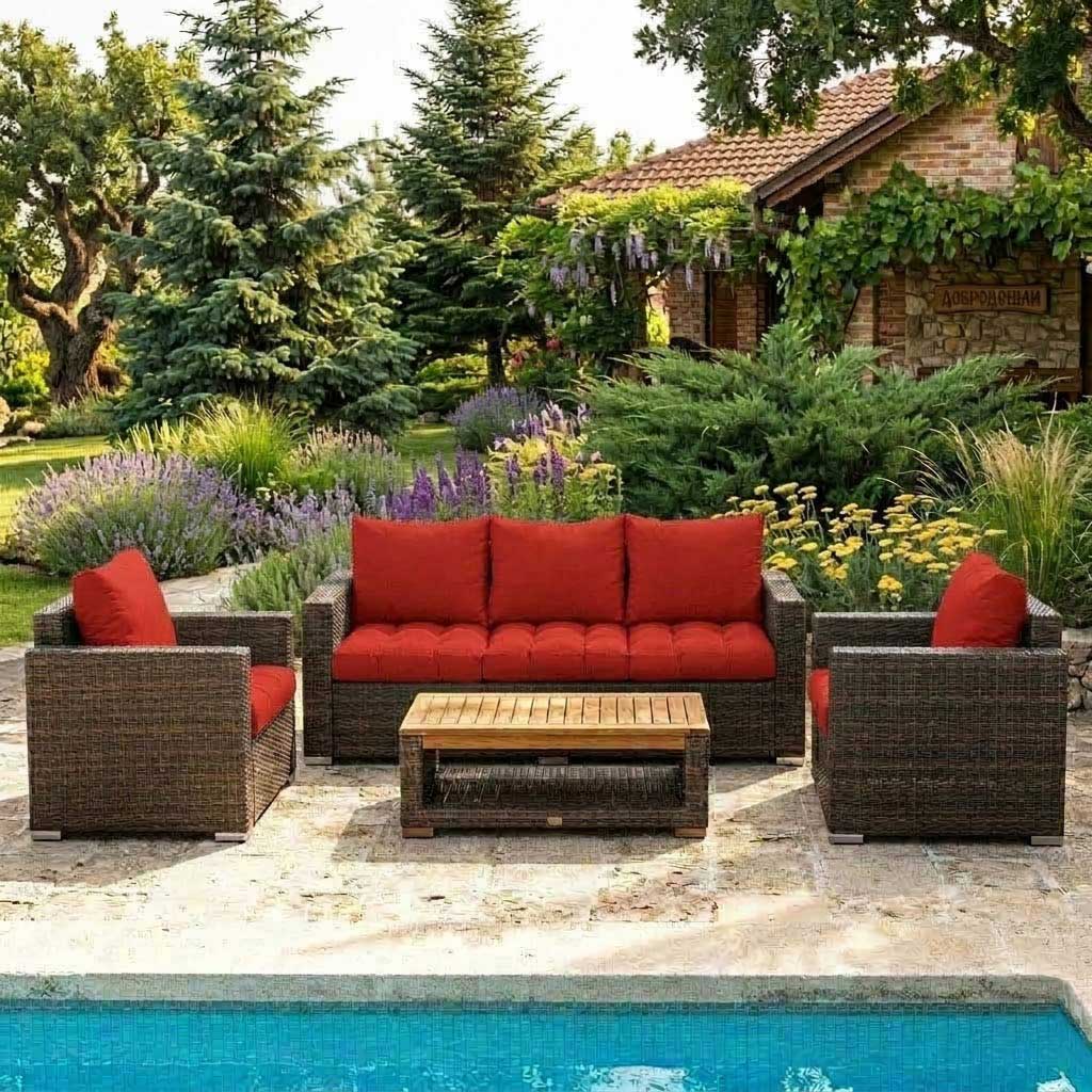 Jastuci Za Veliku Baštensku Garnituru - Trosed i Dve Fotelje RED