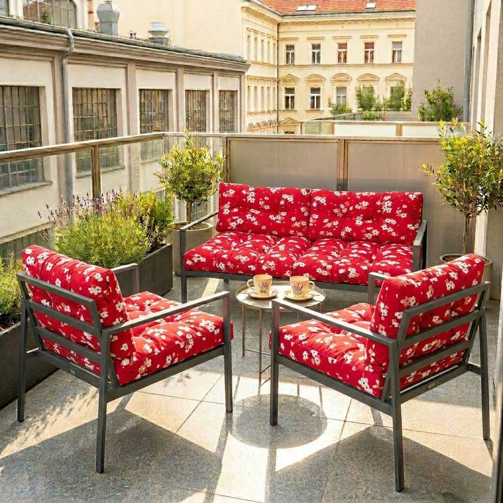 Jastuci Za Baštensku Garnituru Sa Niskim Naslonima - Dvosed i Dve Fotelje RED SPRING