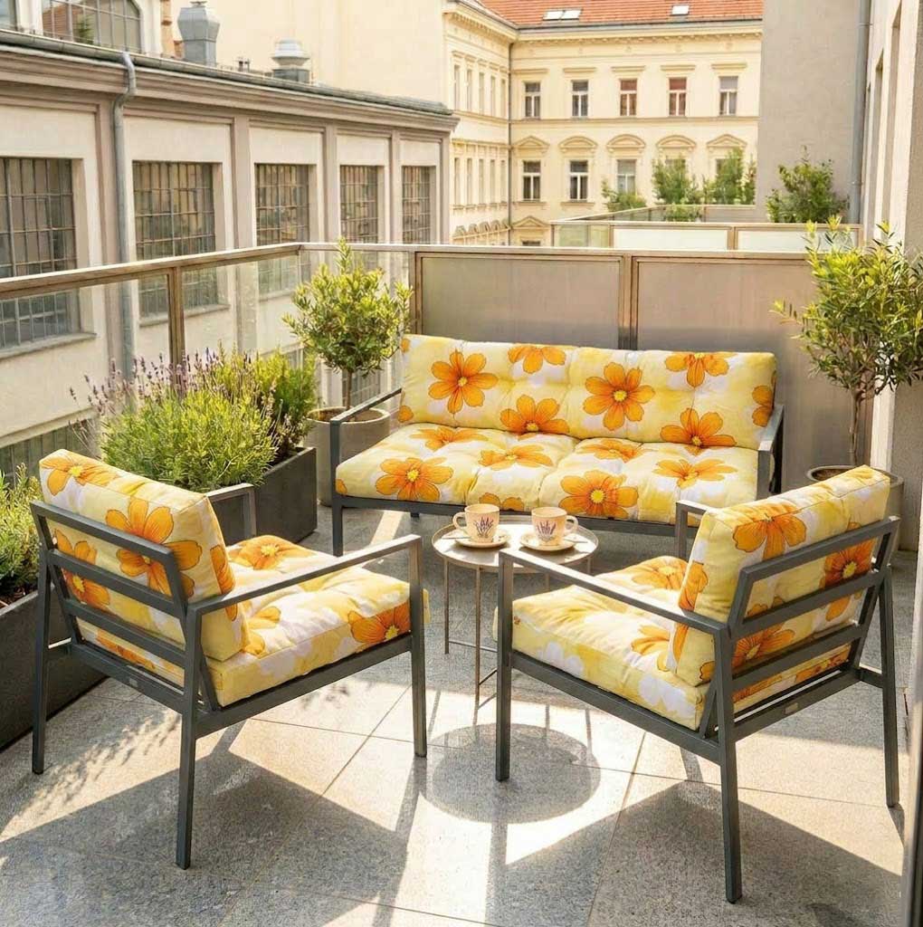 Jastuci Za Baštensku Garnituru Sa Niskim Naslonima - Dvosed i Dve Fotelje HAPPY FLOWERS