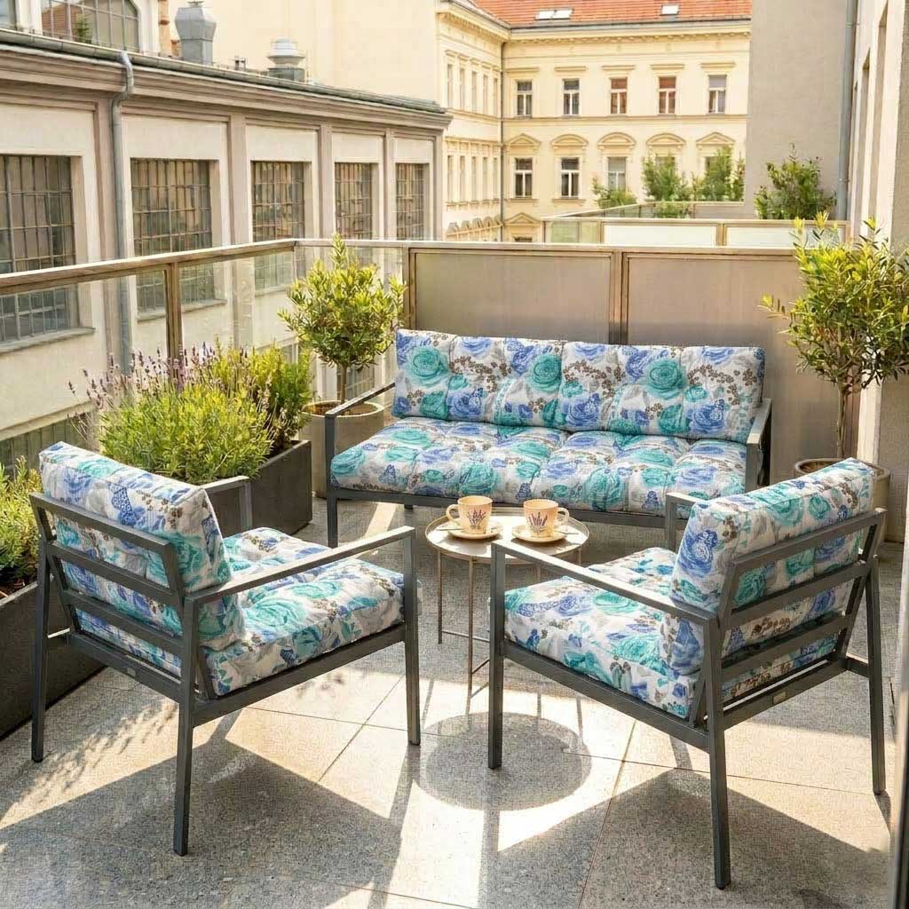 Jastuci Za Baštensku Garnituru Sa Niskim Naslonima - Dvosed i Dve Fotelje BLUE ROSES