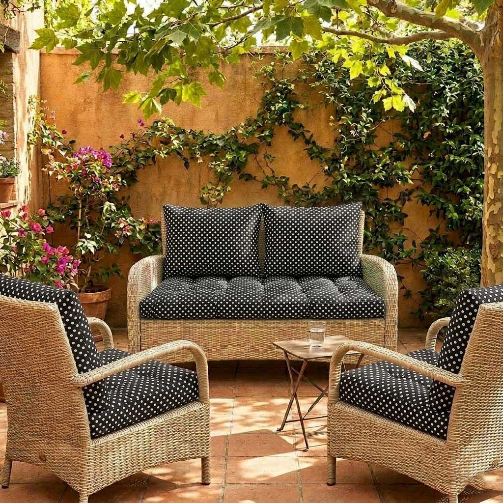 Jastuci Za Baštensku Garnituru - Dvosed 120cm i Dve Fotelje POLKA DOTS