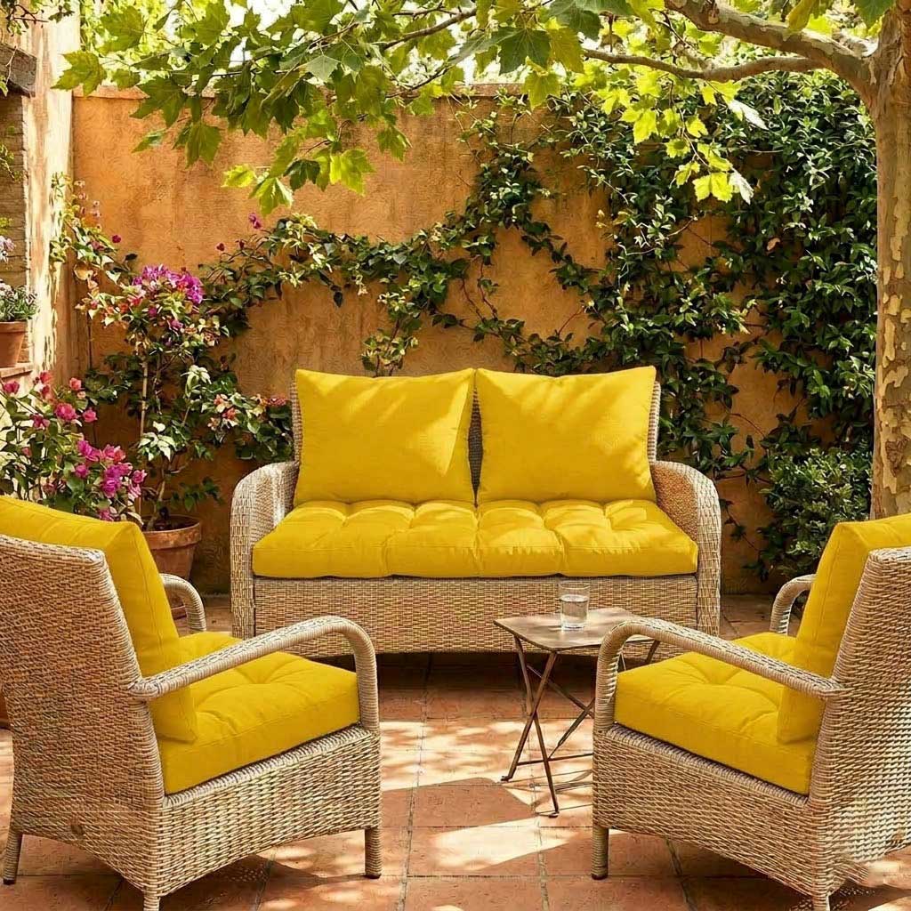 Jastuci Za Baštensku Garnituru - Dvosed 120cm i Dve Fotelje YELLOW