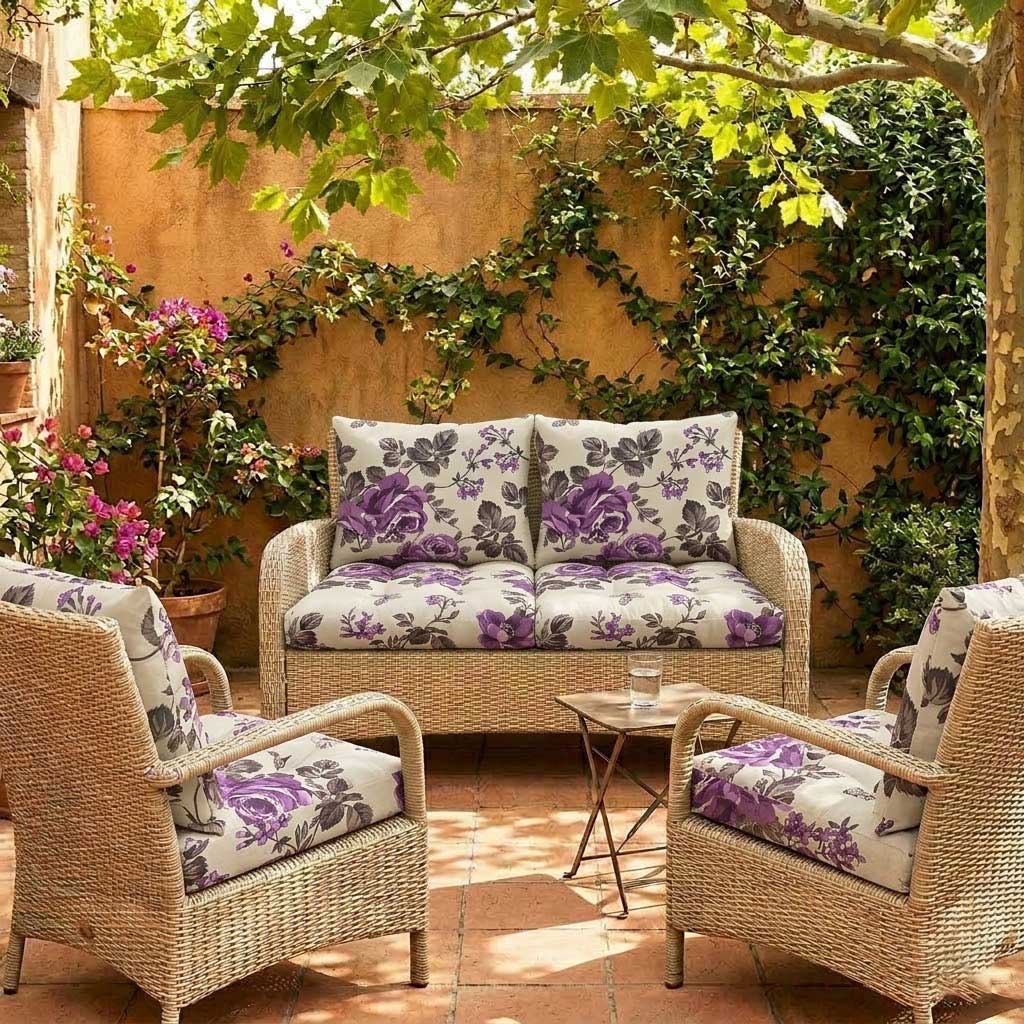 Jastuci Za Baštensku Garnituru - Dvosed 120cm i Dve Fotelje VIOLET GARDEN