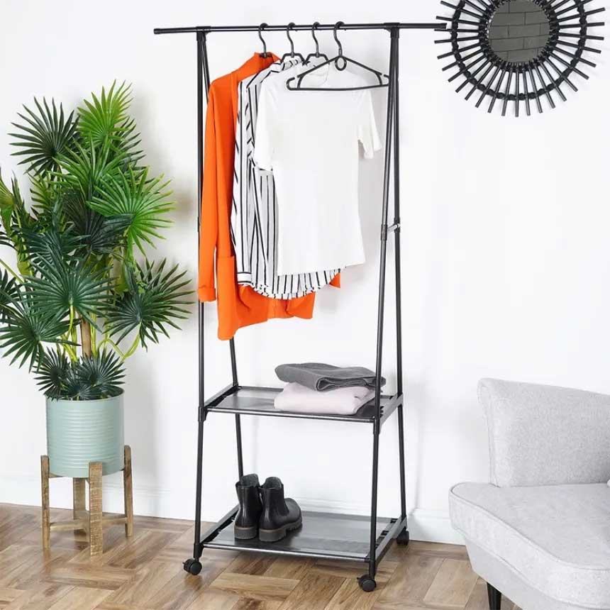 Vilde Stalak za odeću sa 2 police i točkićima 568022