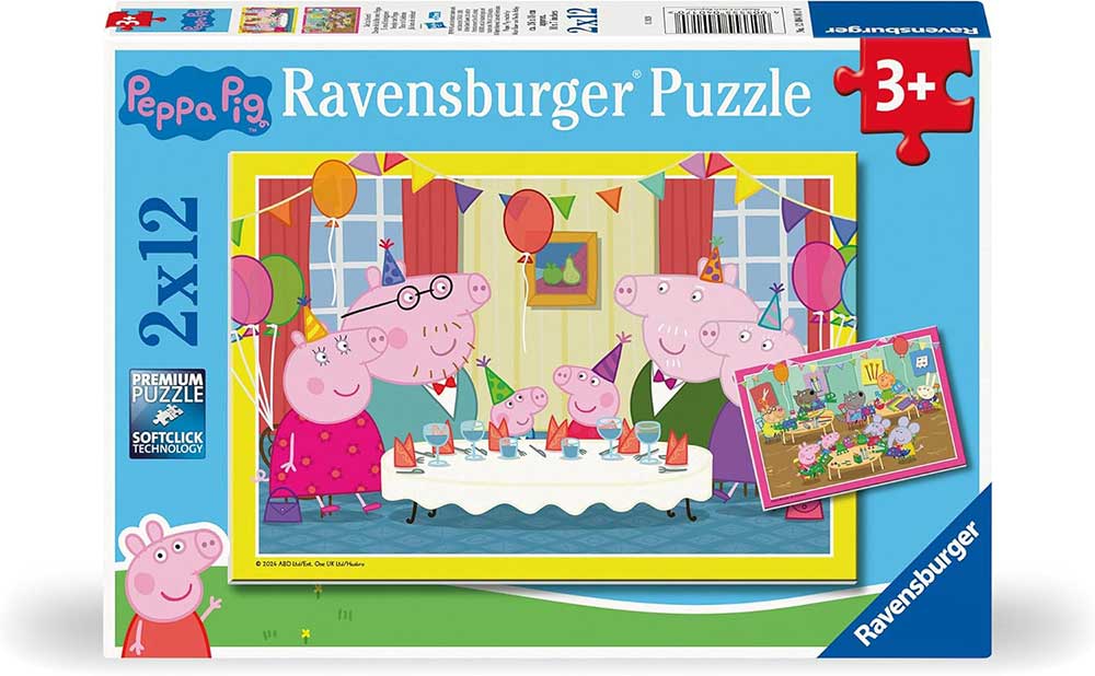 Puzzle za decu 2x12 delova Pepa Prase - Vreme je za zabavu Ravensburger 12004018