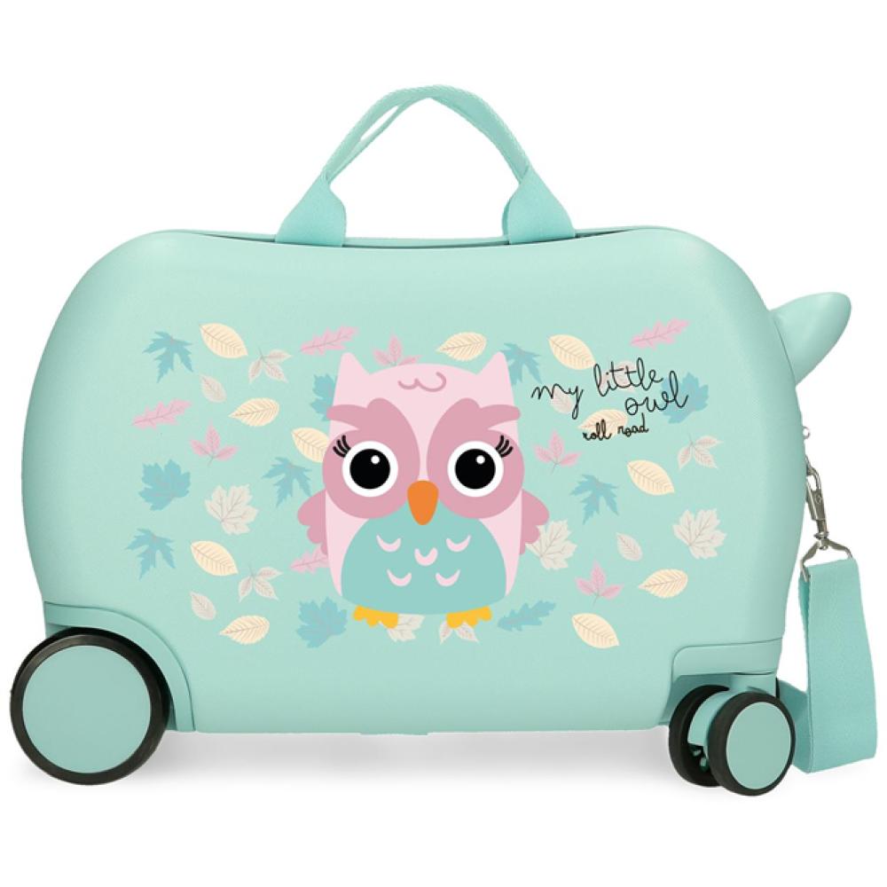 Dečiji kofer za put i vožnju Roll Road Happy Pets Owl mint 49910