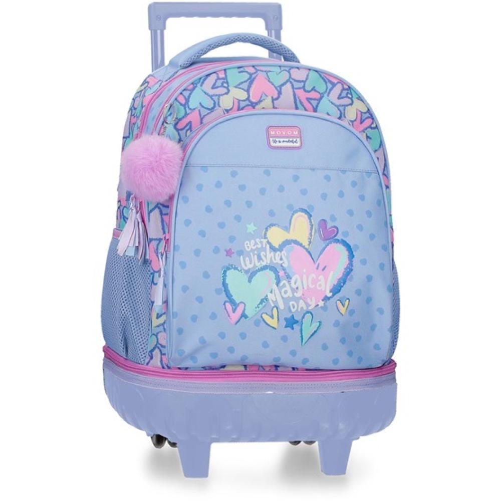 Ranac za školu 43cm sa točkićima Movom Best Wishes purple 32129