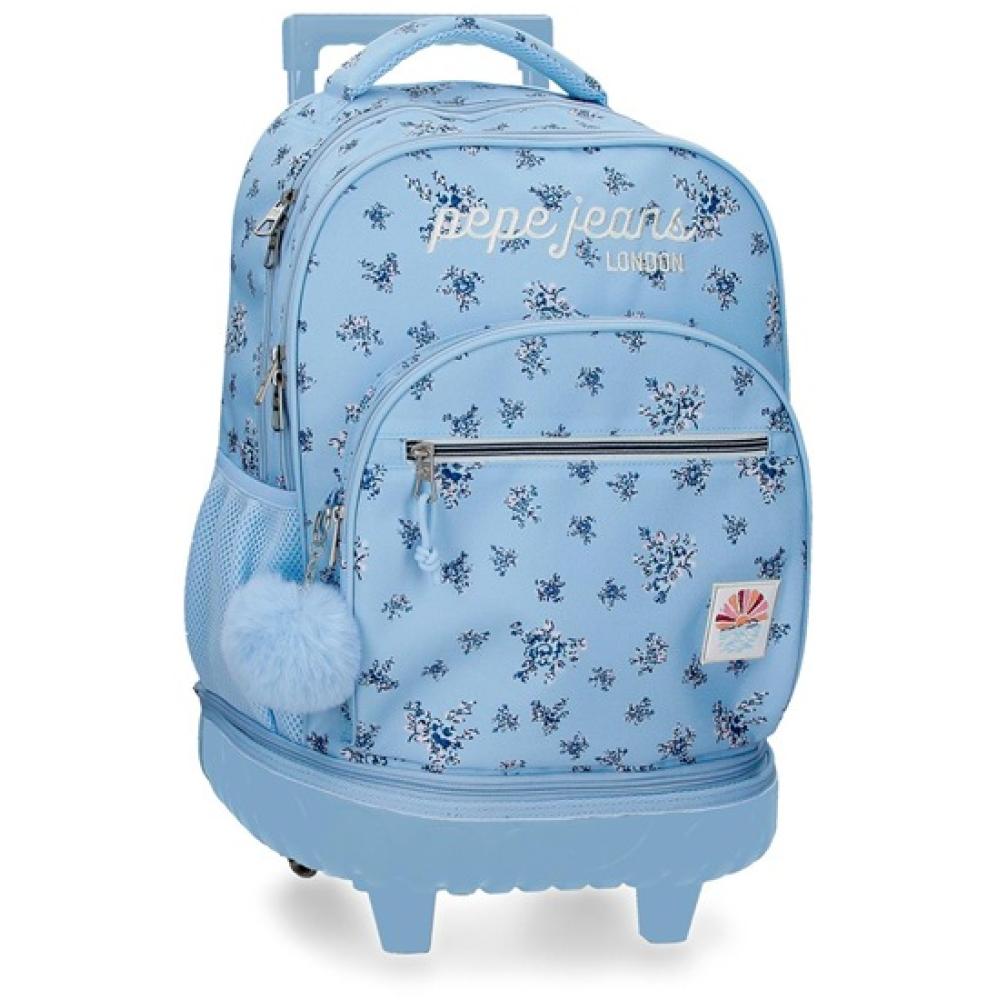 Ranac za školu 43cm sa točkićima Pepe Jeans Olivia light blue 60829