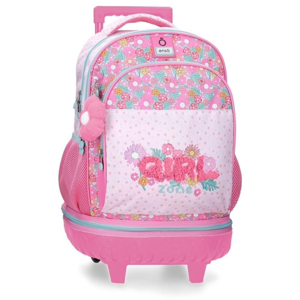 Ranac za školu 43cm sa točkićima Enso Girl Zone pink 99329