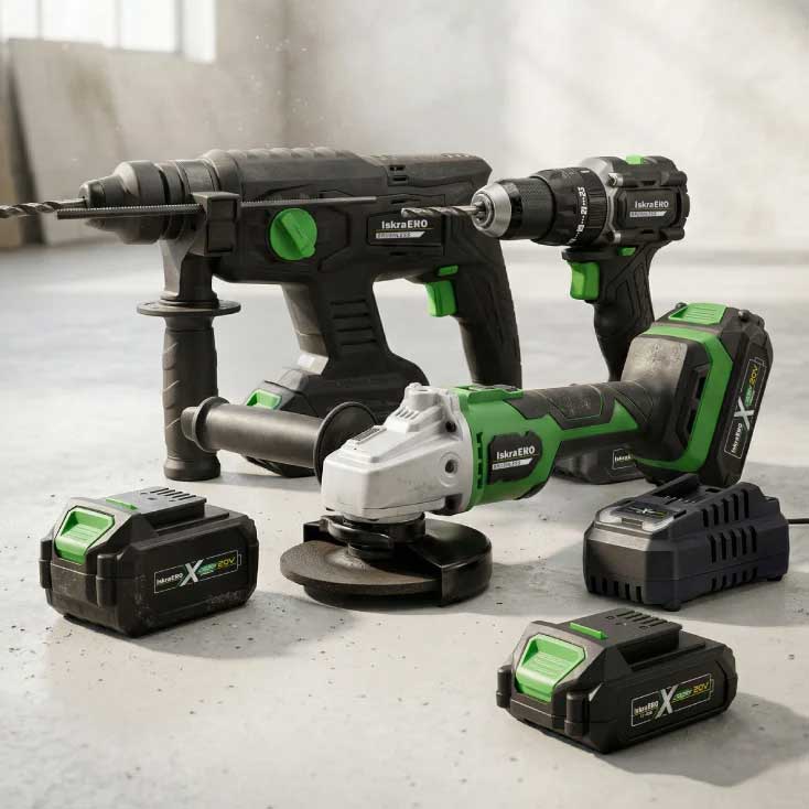 Iskra ERO Komplet Brushless Aku Alata sa dve baterije i punjačem IEX-BR-6FC2040