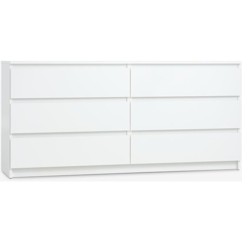 Komoda TANGE 3+3 fioke, bela, 153x72x40 cm