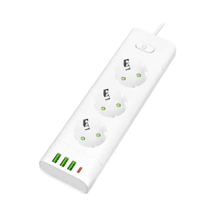 Produžni kabl sa 3 utičnice, USB i USB-C priključcima White NV611U-2/WH