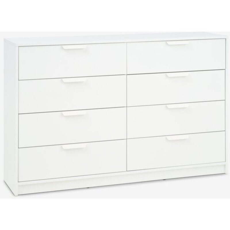 Komoda JENSLEV 4+4 fioke, bela, 139x89x36 cm