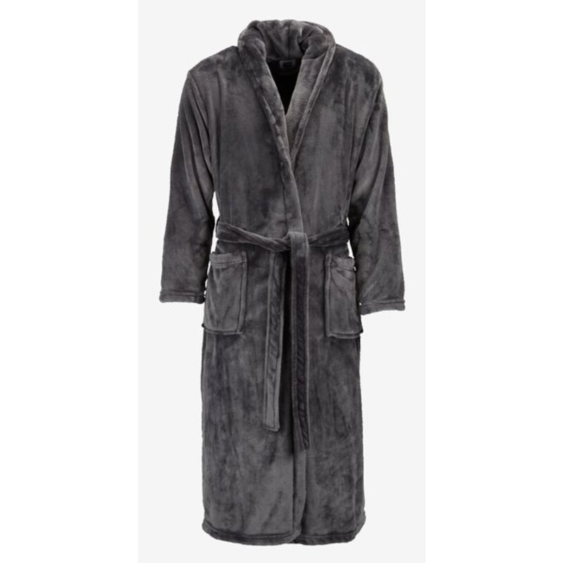 Bademantil LERUM mikro flis XXL/XXXL, boja beton siva