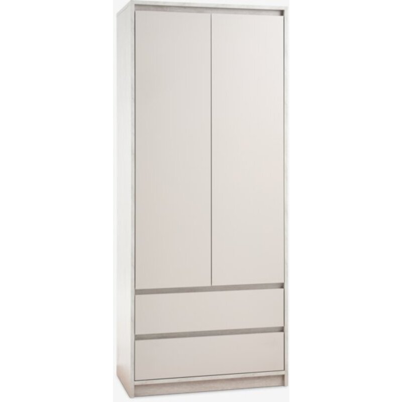 Ormar BILLUND 80x193 cm, 2 vrata i 2 fioke, travertin/bež