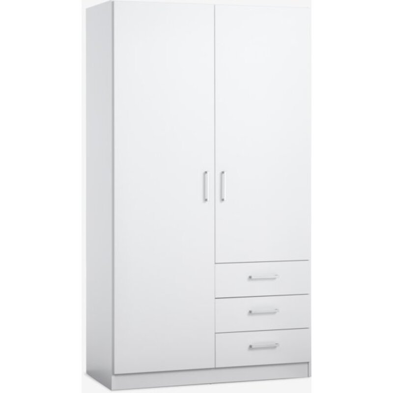 Ormar FANDRUP 97x176 cm, 2 vrata, 3 fioke, bela