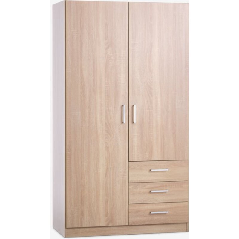 Ormar FANDRUP 97x176 cm, 2 vrata, 3 fioke, svetao hrast