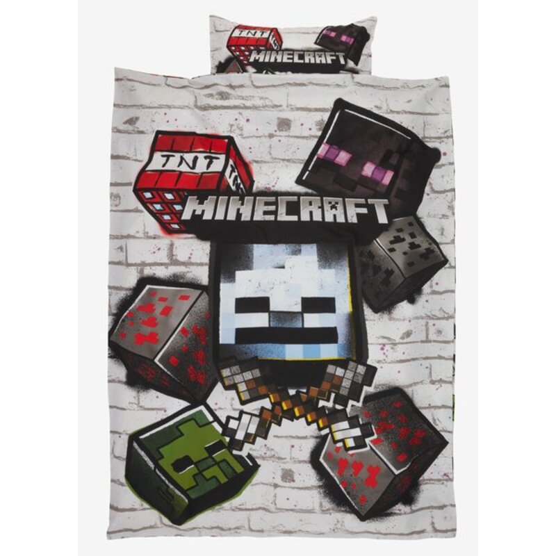 Dečija posteljina MINECRAFT 140x200 siva Jastučnica i jorganska navlaka