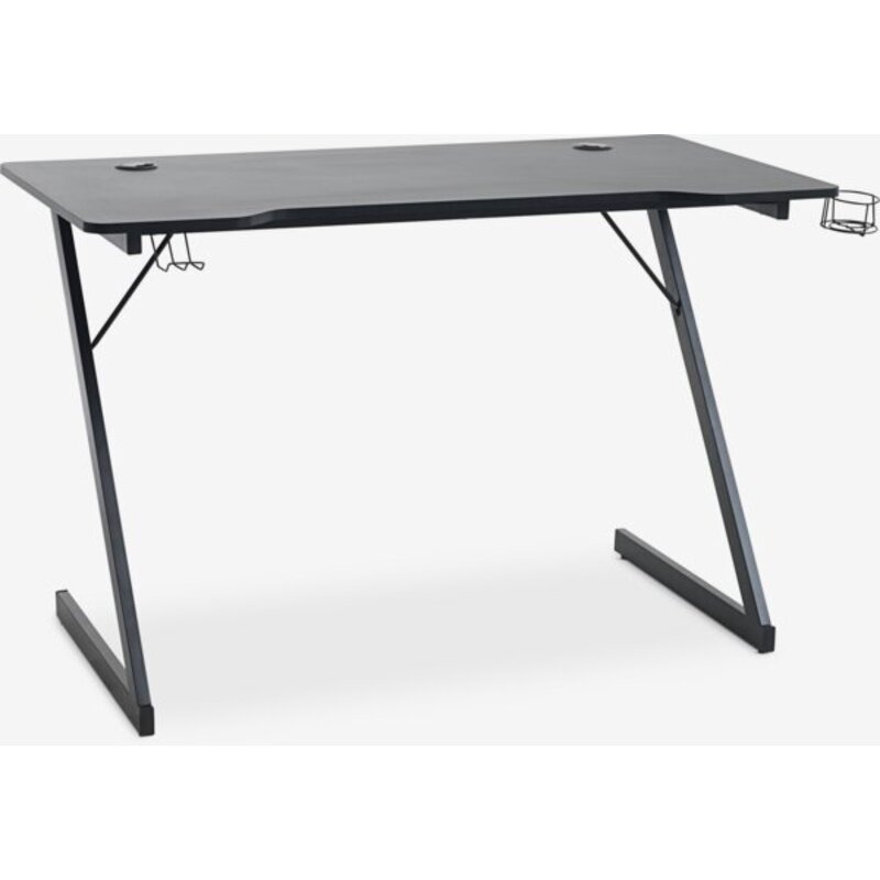 Gejmerski sto HALSTED 60x120 cm, sa držačem za čaše i slušalice, crna