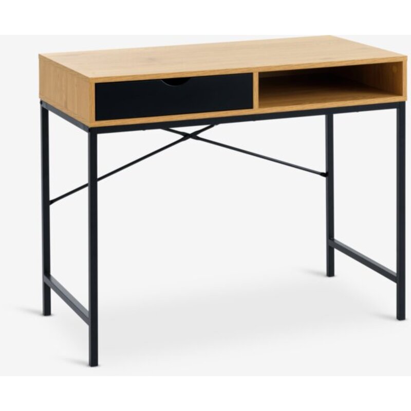 Radni sto TRAPPEDAL 48x95 cm, topao hrast/crna, sa fiokom