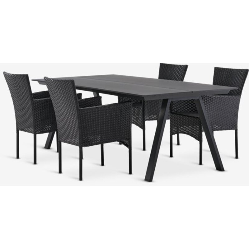 FAUSING baštenska garnitura D220 - sto i 4 AIDT stolice, crna