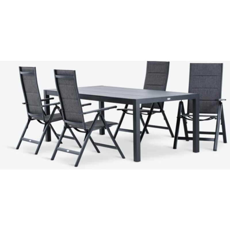 HAGEN baštenski sto D214 + 4 MYSEN stolice, sivo, aluminijum/DURAWOOD®