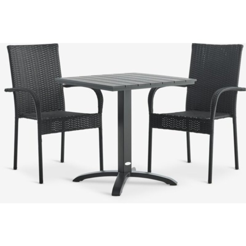 HOBRO D70 baštenski set – sto i 2 GUDHJEM stolice, crna